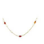 Gold and carnelian necklace Collar en oro con cuentas de cornalina. Long.: 72 cm.  Stat Price: €240