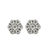 White gold and diamonds earrings Pendientes rosetón en oro blanco con brillantes engastados en