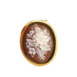 Gold and cameo brooch pendant