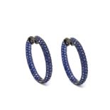 Bluing gold and blue sapphire earrings