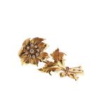 Gold, diamonds and ruby brooch