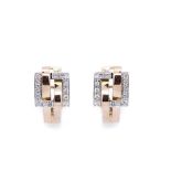 Gold, white gold and diamonds earrings Pendientes en oro bicolor con doble banda de brillantes. Peso