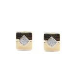 Gold, white gold and diamonds earrings Pendientes en oro bicolor con motivo central de pavé de