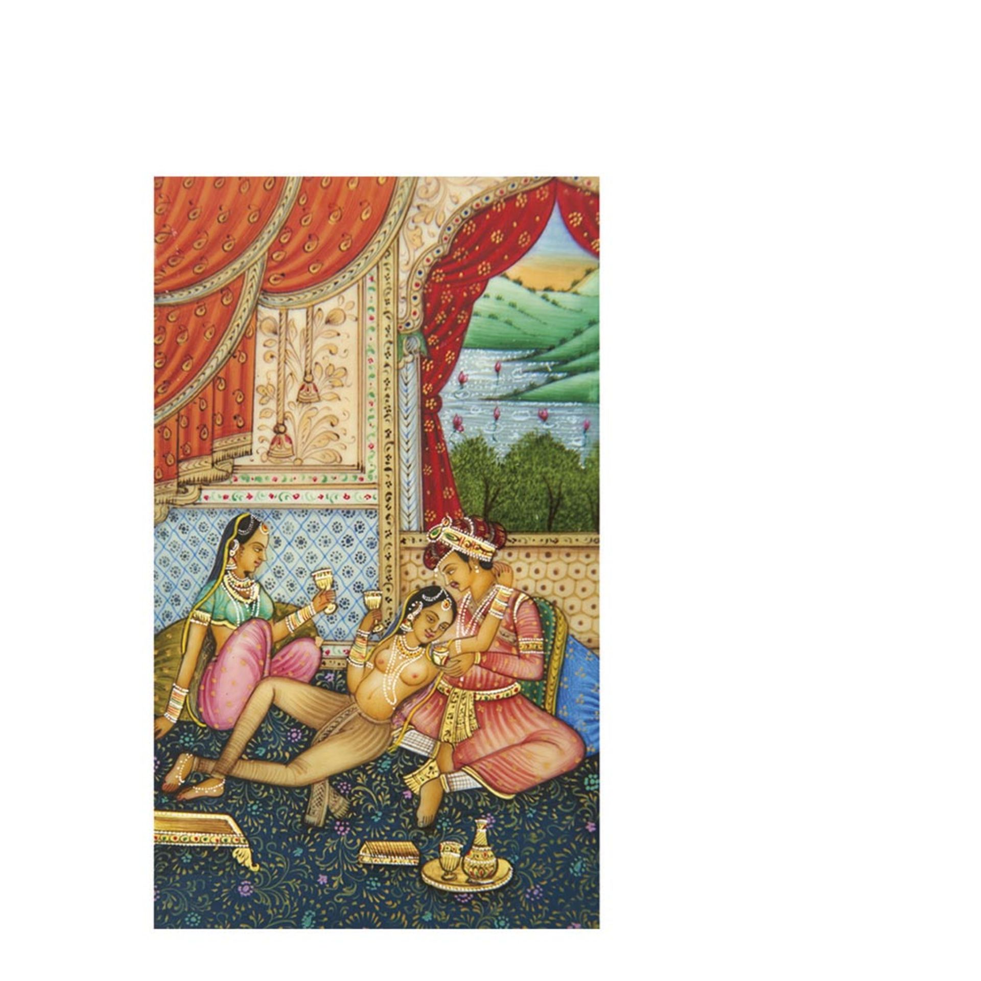 Indian painted bone plaque thumbnail picture. Escuela de Rajastán, s.XX. Miniatura pintada al - Bild 2 aus 3