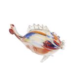 Murano polychrome glass Fish figure, c. 1960. Pez. Figura en cristal polícromo de Murano, c.1960.