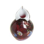 Murano polychrome glass vase. Jarrón en cristal polícromo de Murano, s.XX. Alt.: 28 cm.