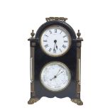 Ebonised wood and bronze with barometer and thermometer clock early 20th century. Reloj con