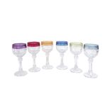 German Amaris Nachtmann crystal wine glasses set. Juego de seis copas de vino alemanas en cristal