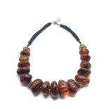 Silver and amber necklace