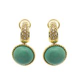 Gold, diamonds and turquoise earrings