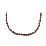 Gold, black spinels and carnelian necklace