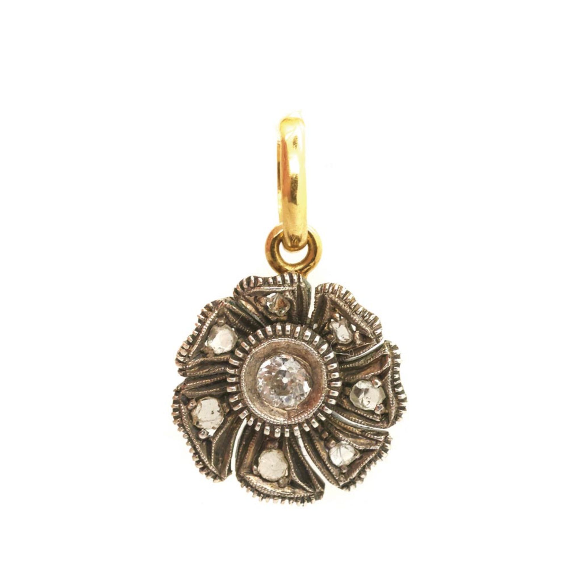 Isabelline silver, gold plated silver and diamonds pendant 19th century