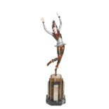 European chryselephantine Art Deco style bronze and ivory sculpture.