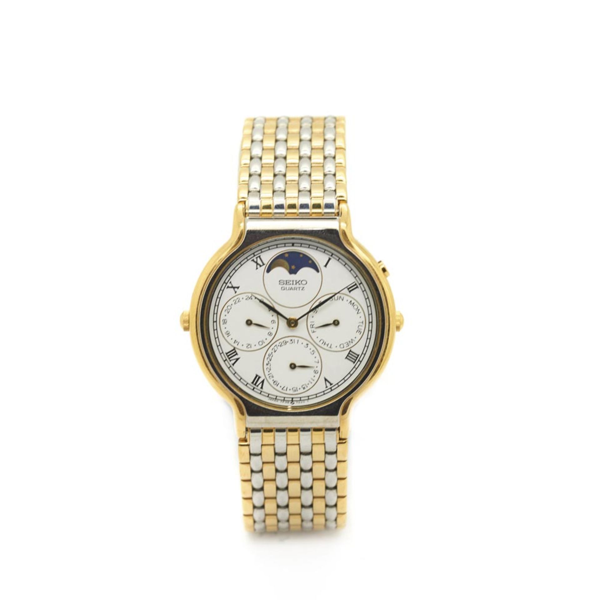 Seiko steel and gold plated wristwatch