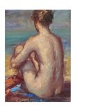 Naked on the beach. Oil on canvas