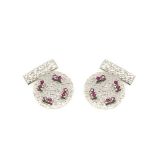 White gold and rubies cufflinks