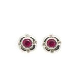 White gold, ruby and diamonds earrings