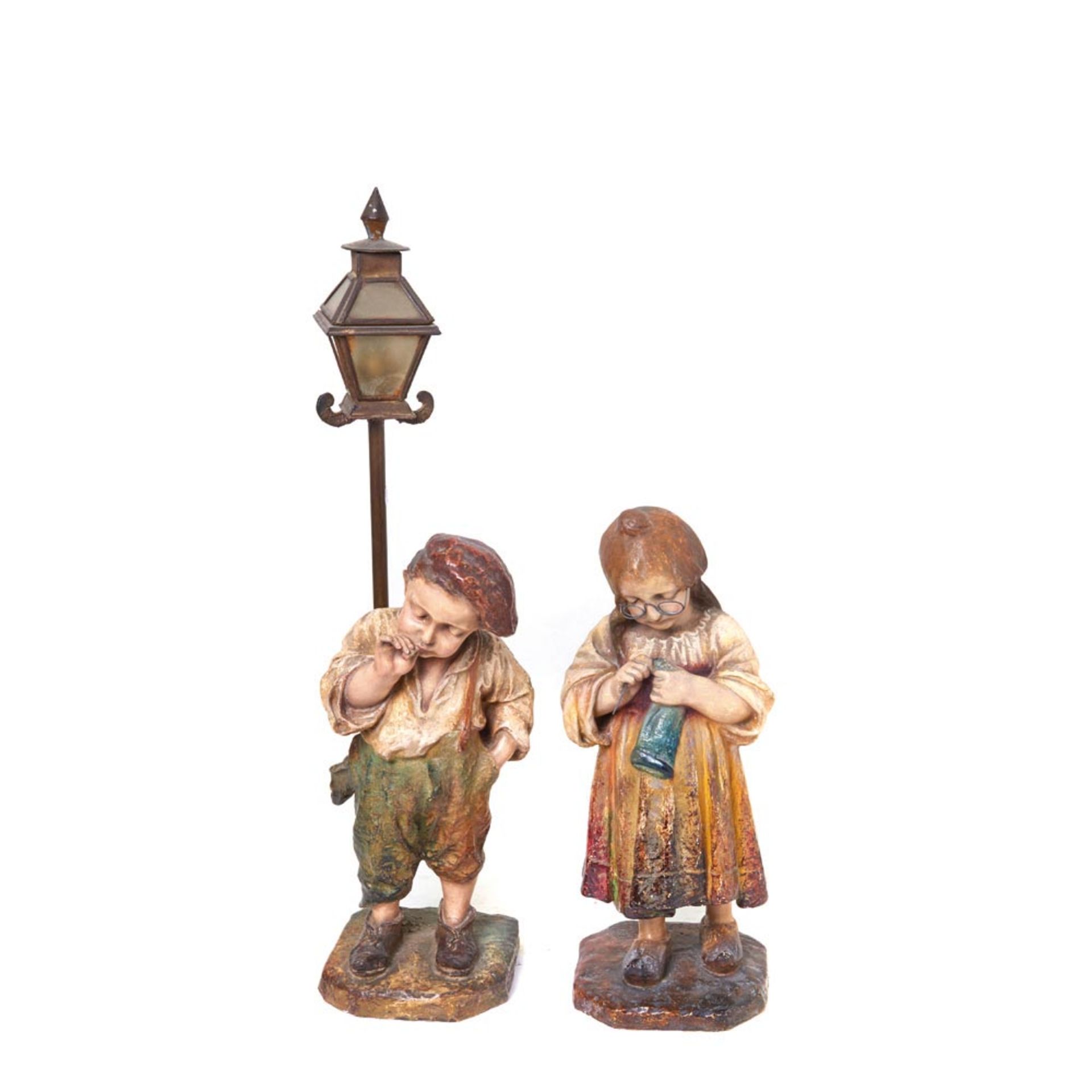 Spanish terracotta figure and table lamp
