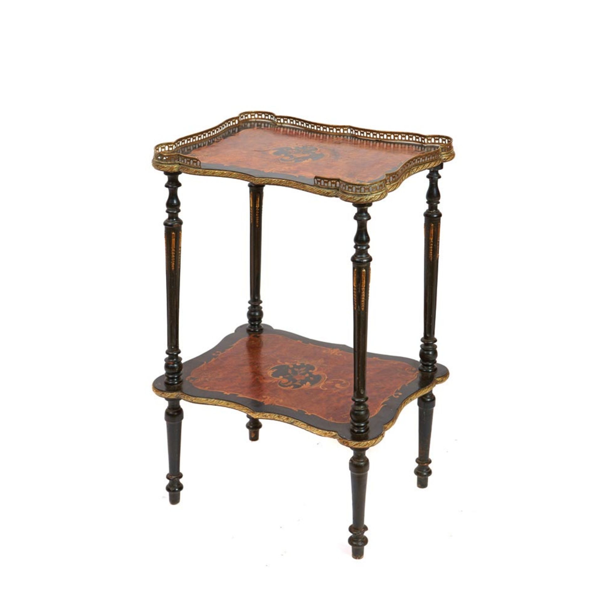 French Napoleon III ebony wood side tablem late 19th century