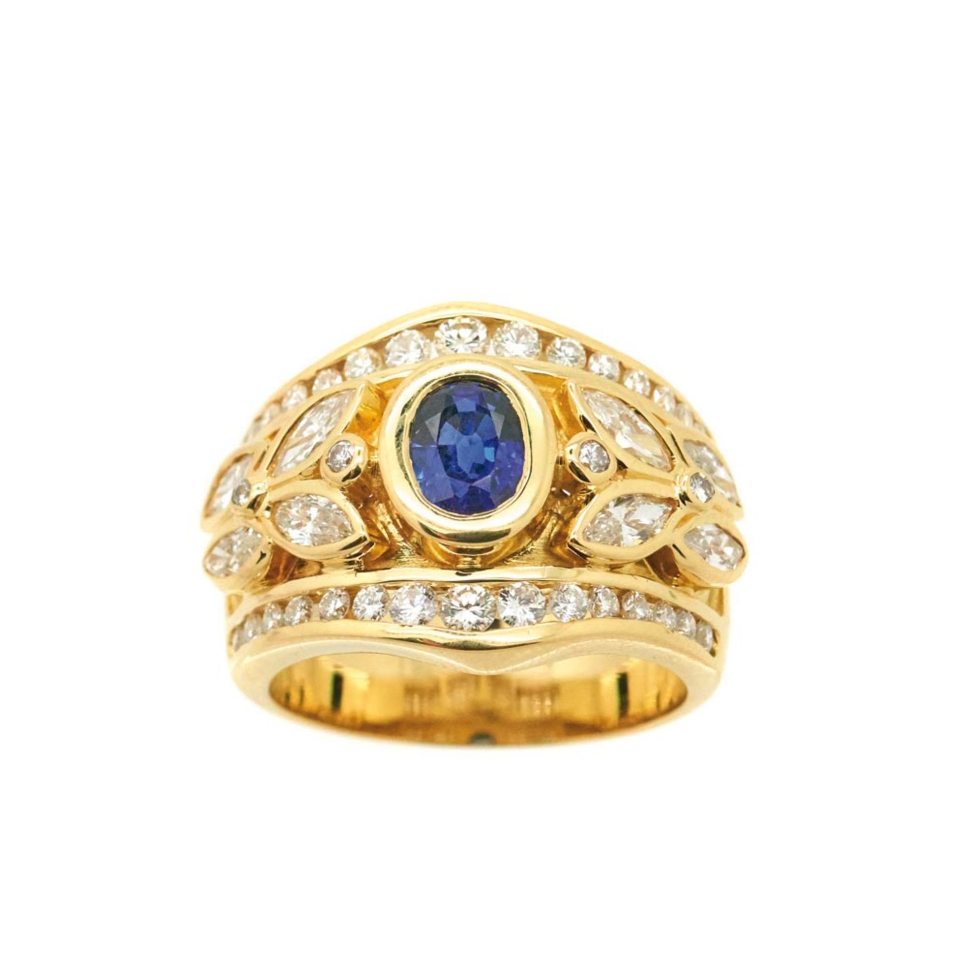 Alen Dione gold, sapphire and diamonds ring