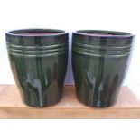 Pair of Large Glazed Pots - Green