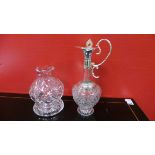 Waterford Crystal T-light Holder (damaged) & Cut-glass Decanter