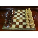 Marble Chessboard Complete with Chess Pieces