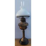 Brass Oil Table Lamp and white shade