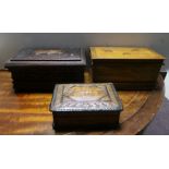 Lot of 2x Wooden Jewellery Box & Cigarette Case