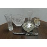 Assorted Lot of Cut Glass including a Galway Crystal Letter Opener