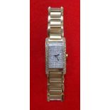 9ct Diamond Face, Diamond Bezel Bracelet Watch