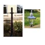 Pair of Ladder Lamp Base Posts H: 171cm and a Pair of Stainless Steel Lamp Tops W: 38cm H: 88cm D: