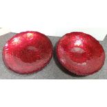 Pair of Large Red Glass Charger Plates