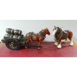 Lot of 2x Pottery Shire Horse and Cart