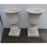 Pair of Round Fluted Pots with Stands