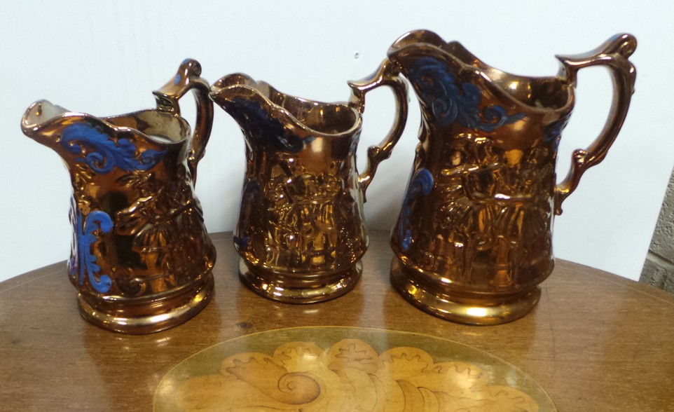 Lot of 3x Lustre Jugs