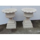 Pair of Scalloped Edge Pots on Stands