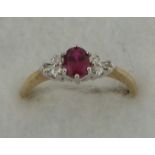 9ct Diamond/Ruby Ring Size P