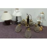 5 Branch Ceiling Light Fitting and 4 Lamps