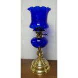 Victorian Bristol Blue Oil Lamp