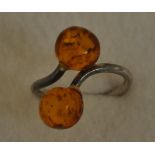 Silver Amber-set Ring