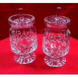 Lot of 2x Waterford Crystal Lismore Honey Jars