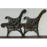 Pair of Wrought Iron Garden Seat Ends