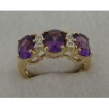 9ct Diamond/Amethyst Ring Size N