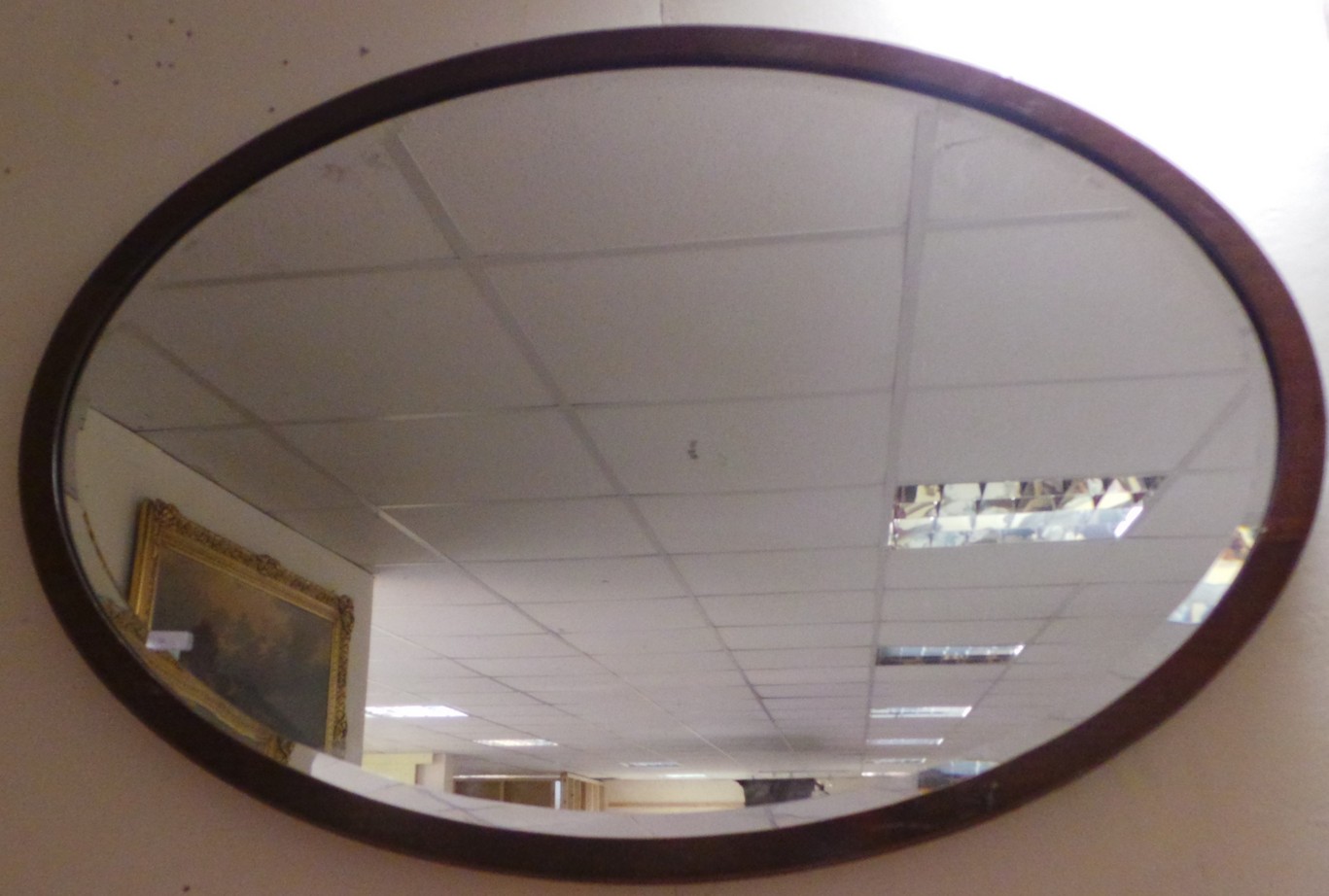 Mahogany Oval Frame Bevelled Edge Mirror