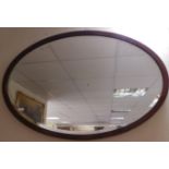 Mahogany Oval Frame Bevelled Edge Mirror