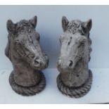 Pair of Concrete Horse-head Ornaments