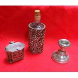 Silver Salt - Chester 1897, Silver Bottle - Birmingham 1901, Small Silver Candlestick - Birmingham