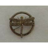 Sterling Silver Brooch - Dragonfly with Gem