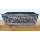 Pair of Recentagular Concrete Ornate Planters